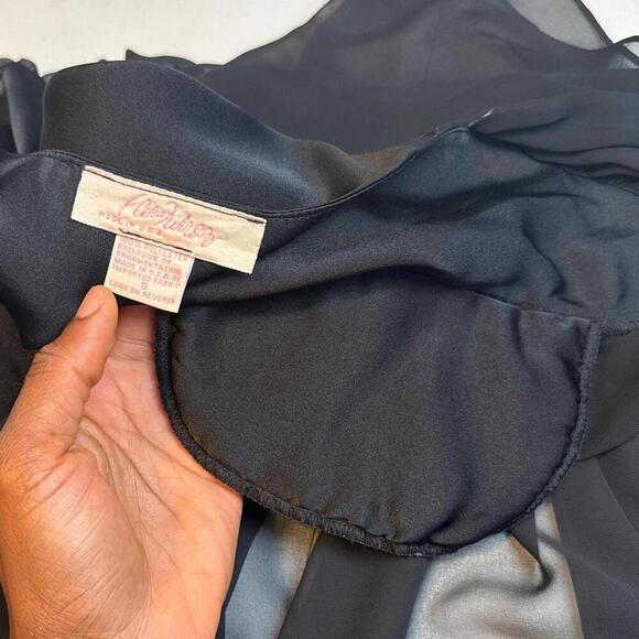 Vintage 90s black sheer lingerie maxi‎ dress ruffle floral cardigan - Picture 8 of 8